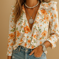 Blouse with ruffles and butterfly print for women | Felicity