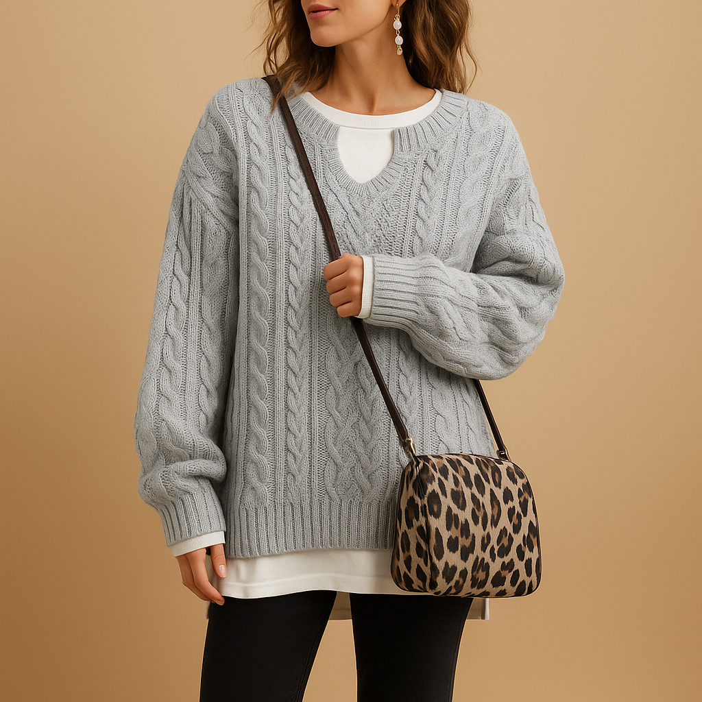 Breathable V-neck knit sweater for women | Clara