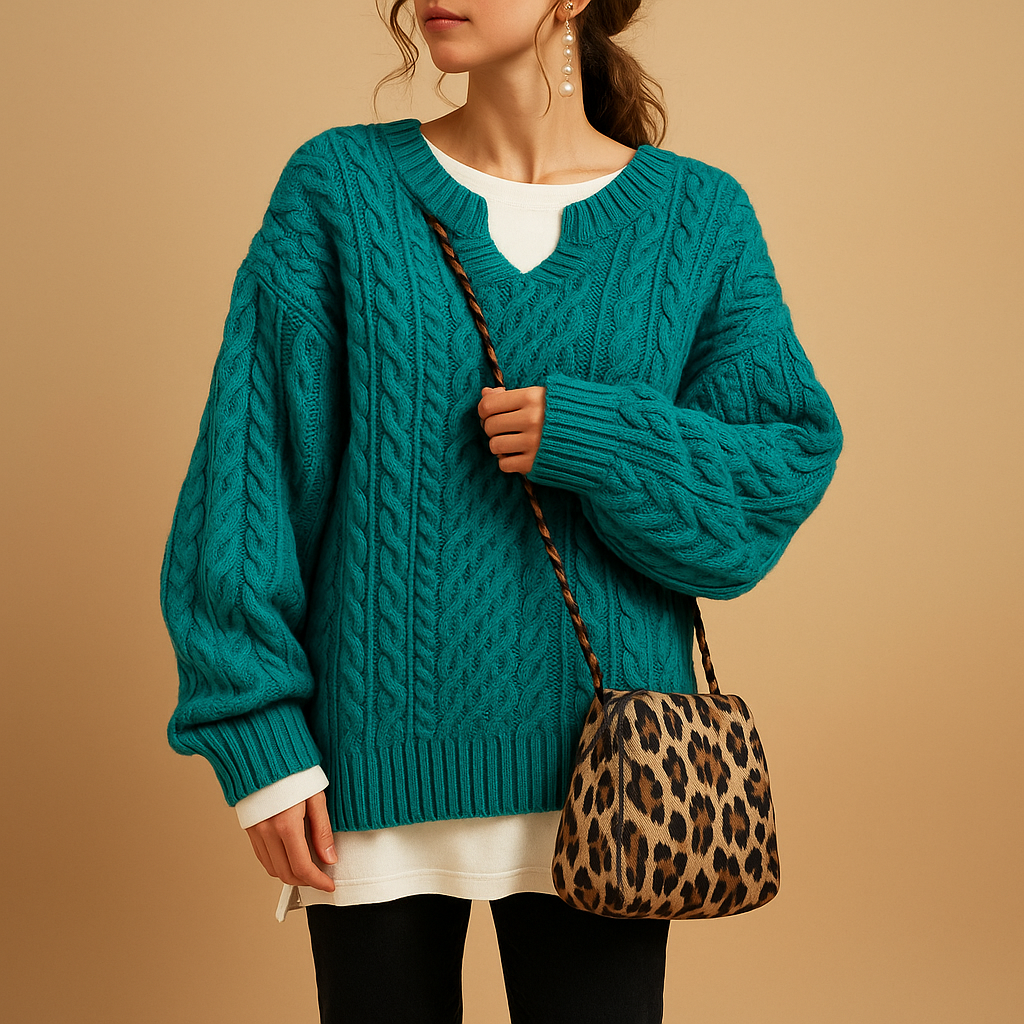 Breathable V-neck knit sweater for women | Clara