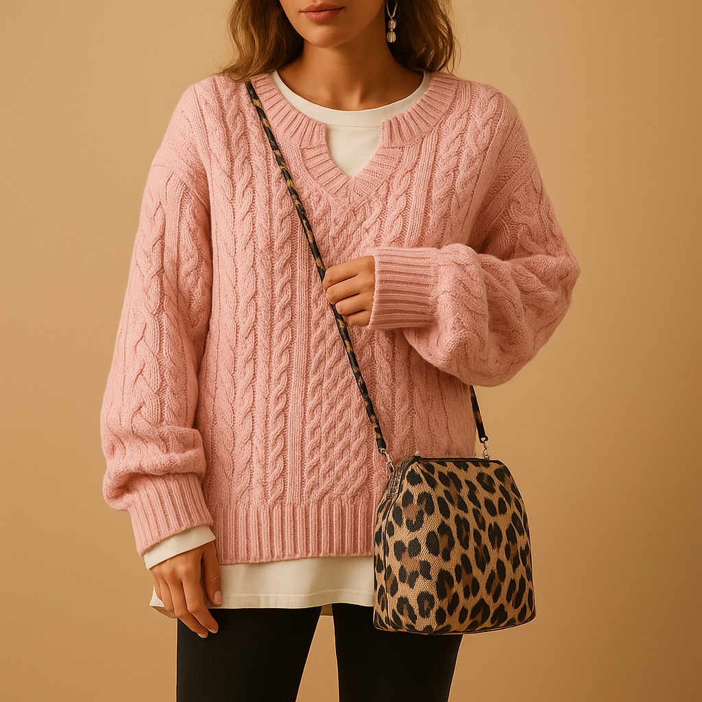 Breathable V-neck knit sweater for women | Clara