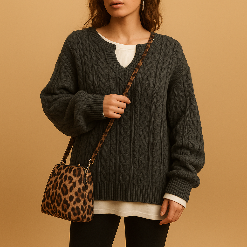 Breathable V-neck knit sweater for women | Clara