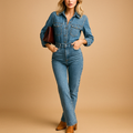 Casual long-sleeve denim jumpsuit for women | Harper