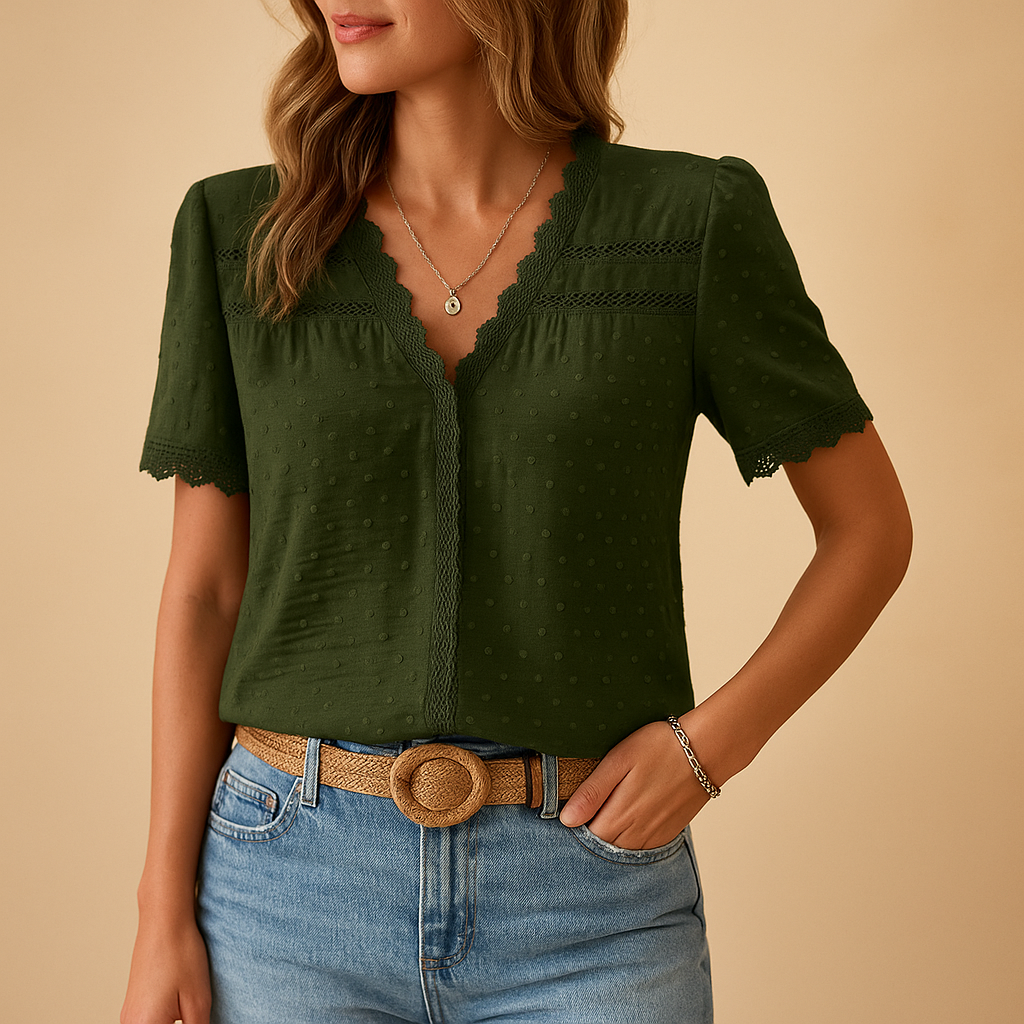 Lace V-neck blouse for women | Daphne