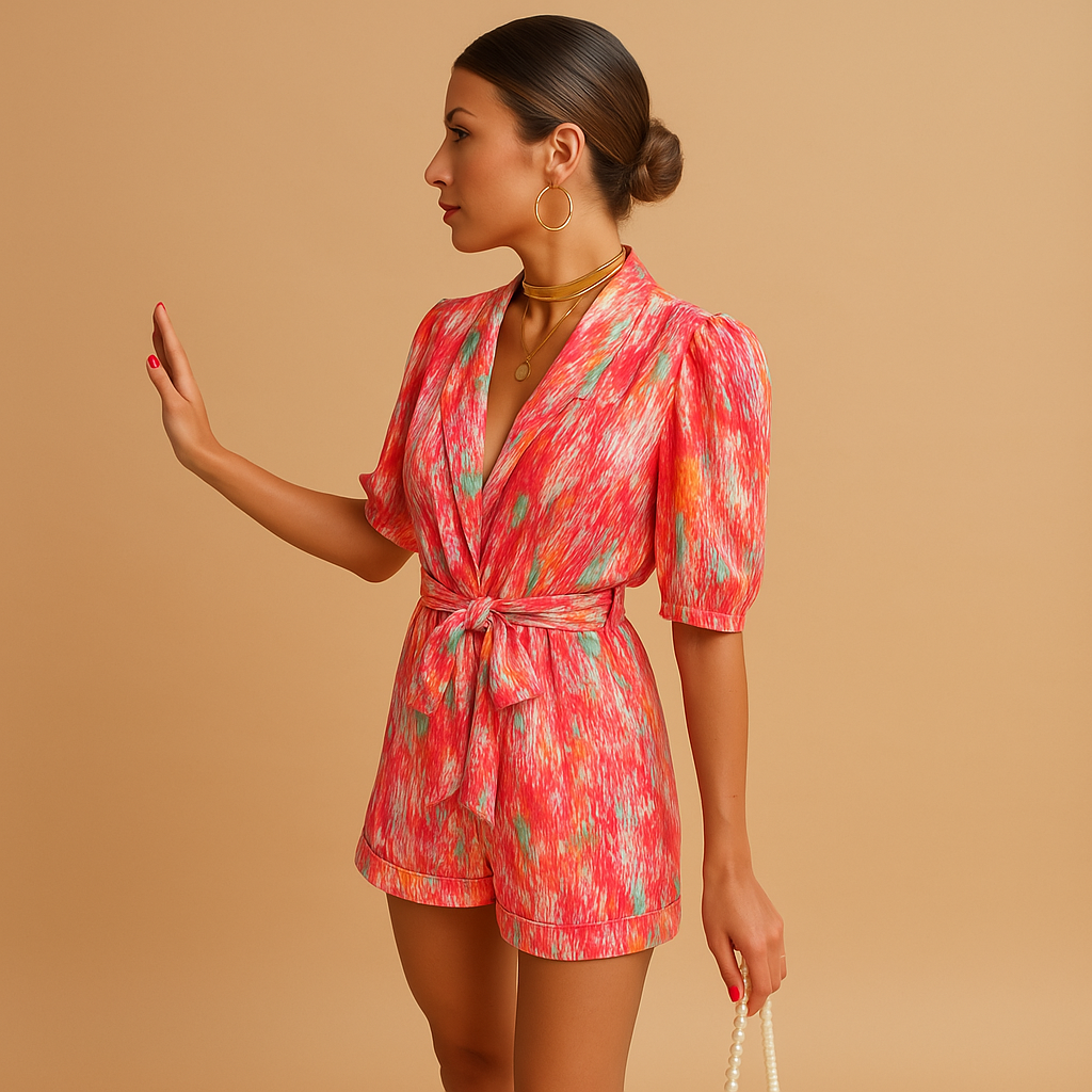 Short printed summer jumpsuit for women | Ruby