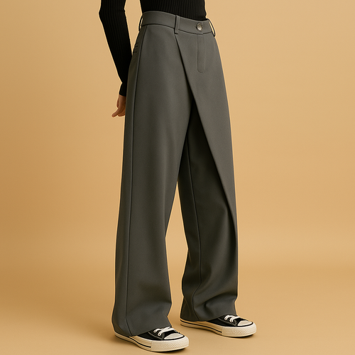 Asymmetric baggy pants for women | Harper