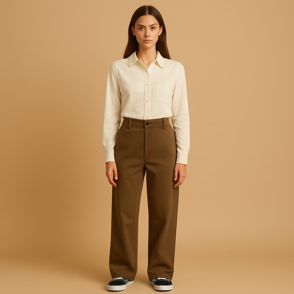 Asymmetric baggy pants for women | Harper