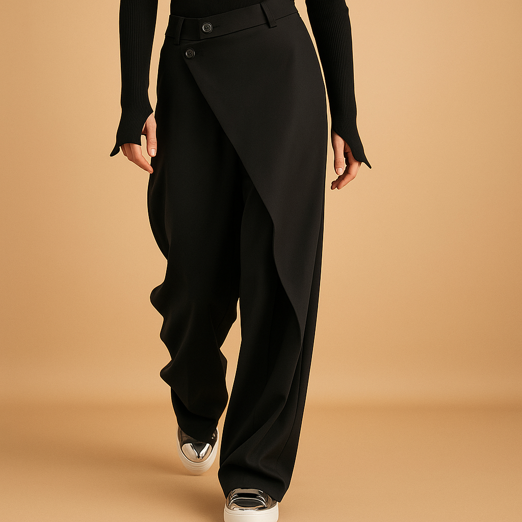 Asymmetric baggy pants for women | Harper