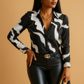 Black and white printed blouse for women | Harper