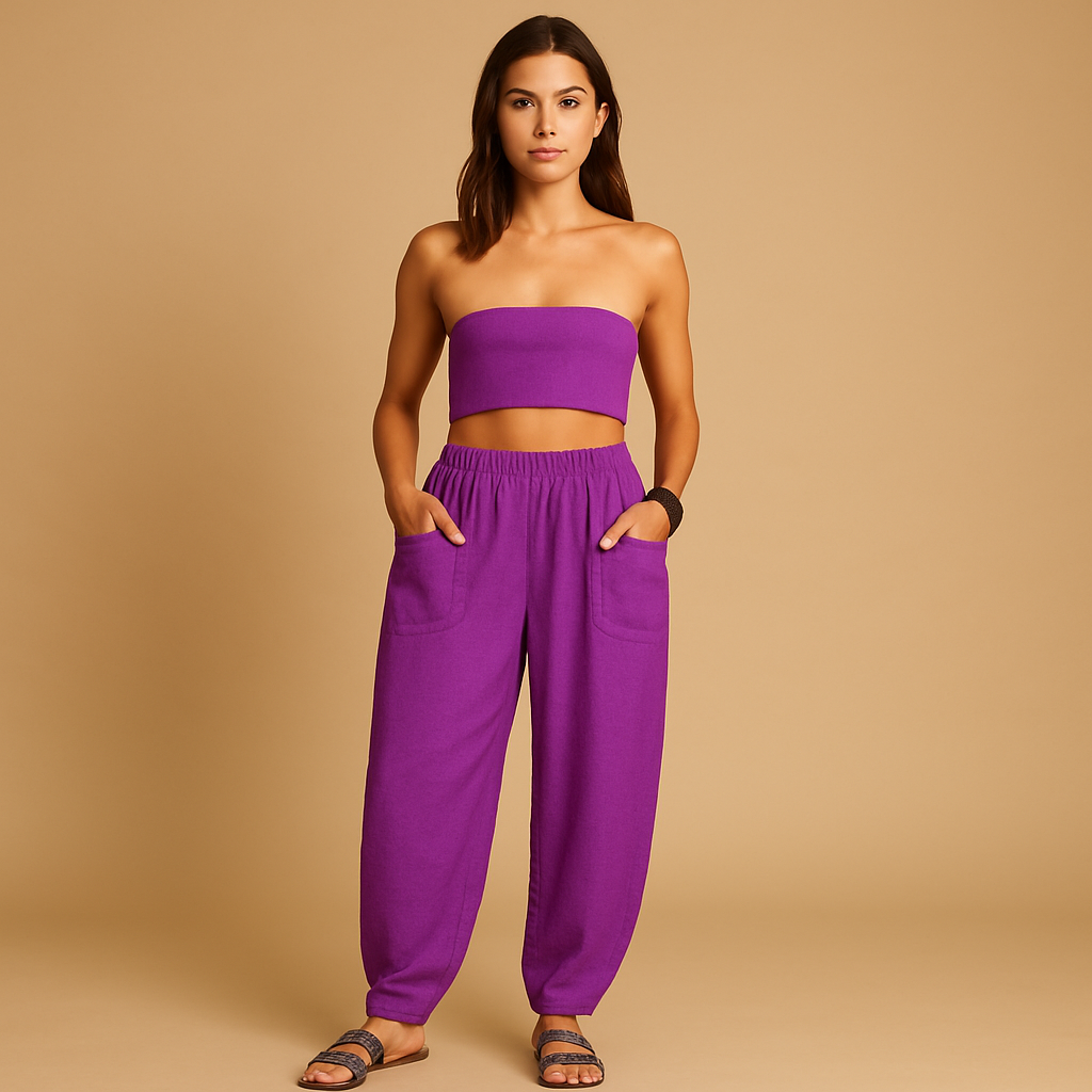 Boho high-waist summer pants for women | Laila