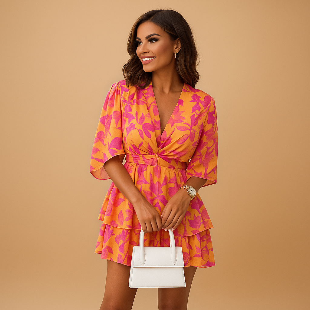 Boho mini dress with bohemian prints for women | Layla