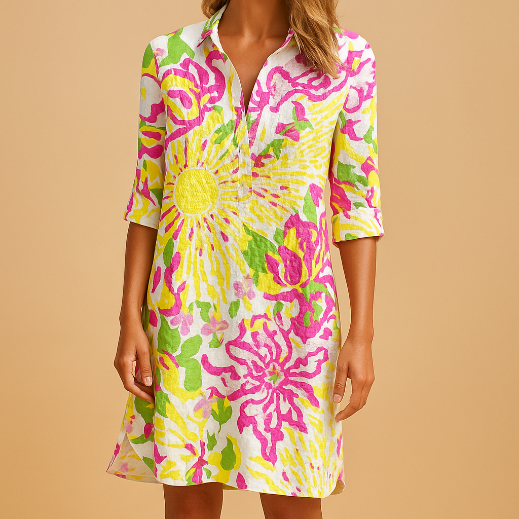 Boho summer dress with V-neck for women | Clara