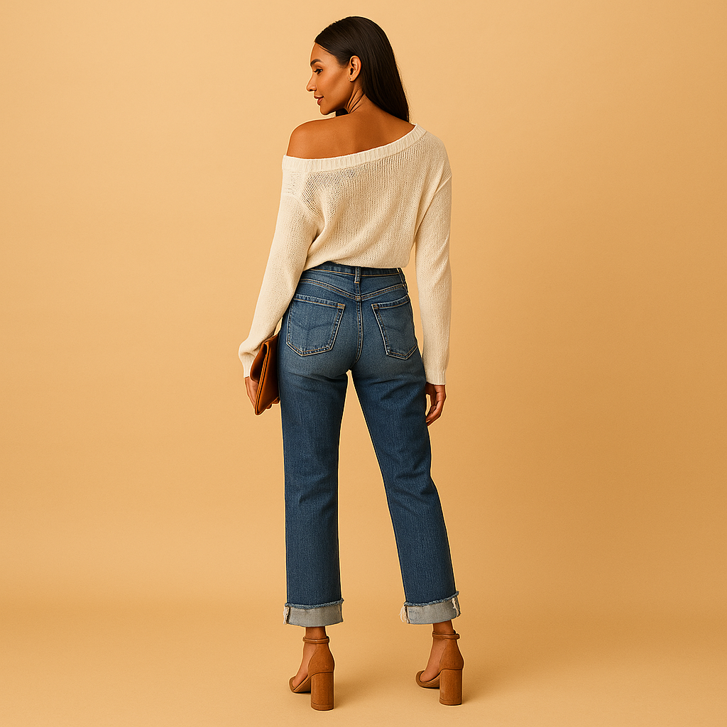 Casual irregular waist jeans for women | Ivy
