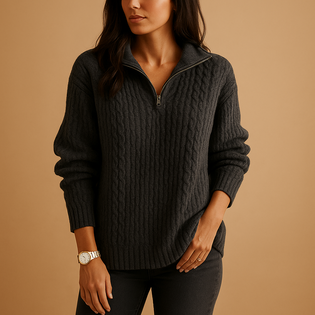 Chic half zip sweater for women | Amelia