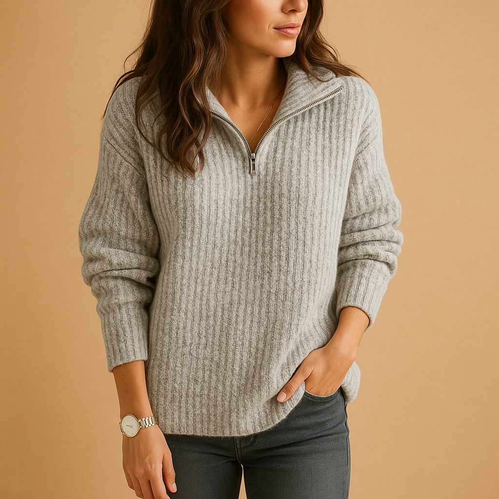 Chic half zip sweater for women | Amelia