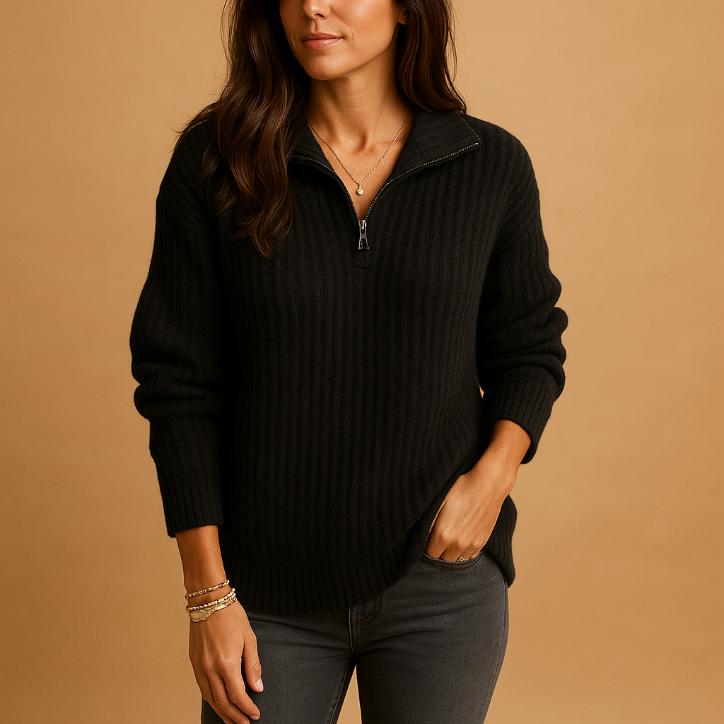 Chic half zip sweater for women | Amelia