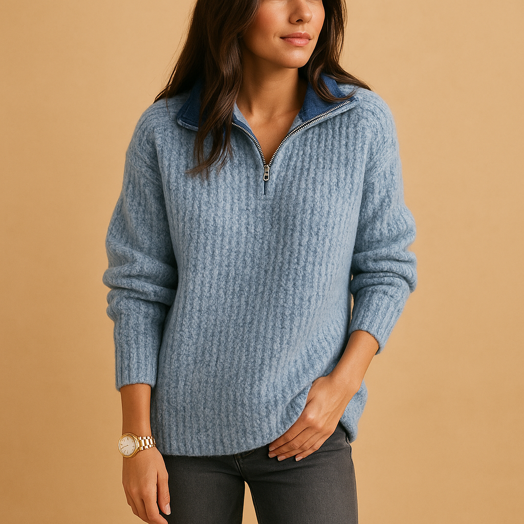 Chic half zip sweater for women | Amelia