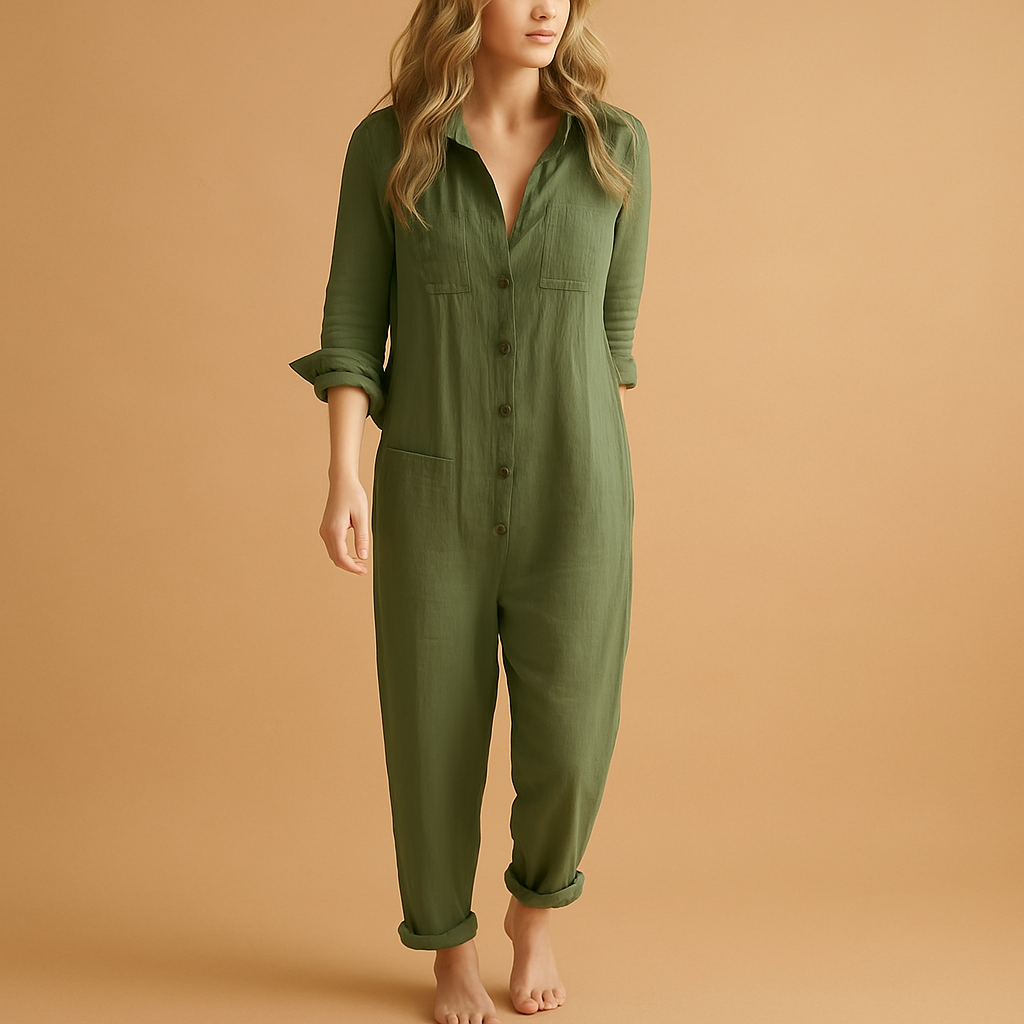 Chic polo collar jumpsuit for women | Clara
