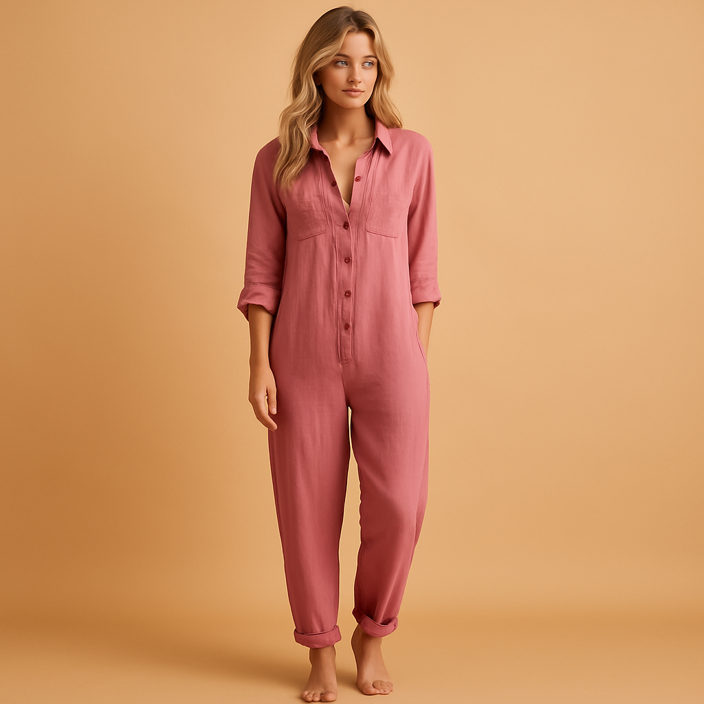Chic polo collar jumpsuit for women | Clara