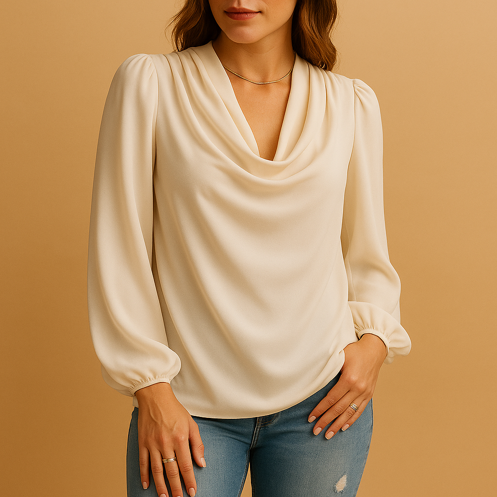 Chiffon blouse with puff sleeves for women | Isla