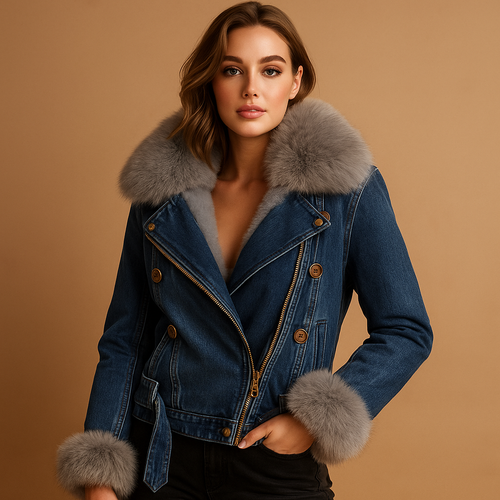 Cropped denim winter jacket for women | Marlowe