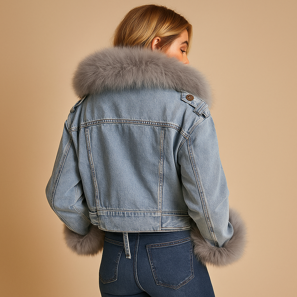 Cropped denim winter jacket for women | Marlowe