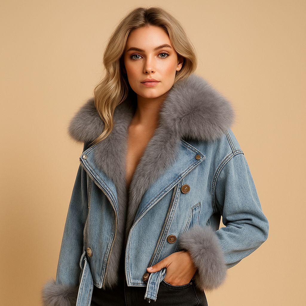 Cropped denim winter jacket for women | Marlowe