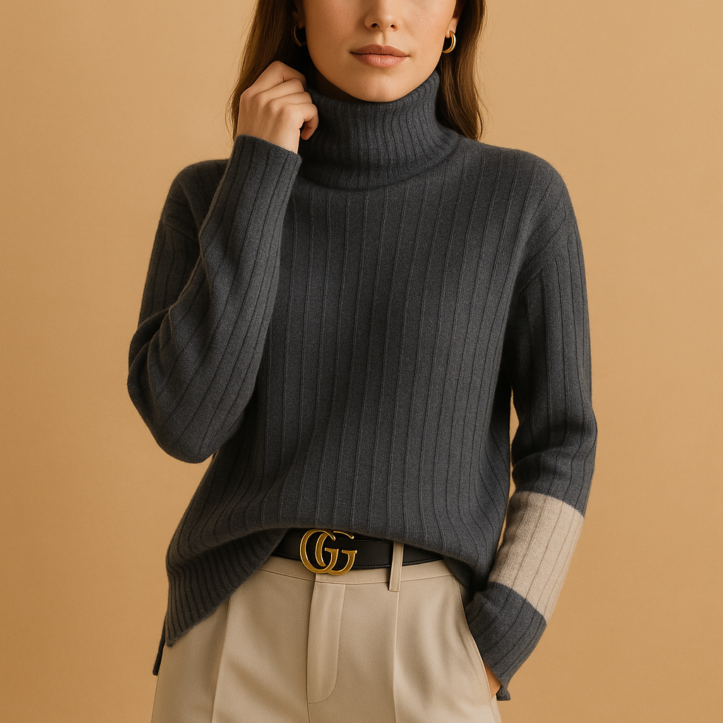 Elegant high neck knit sweater for women | Amelia