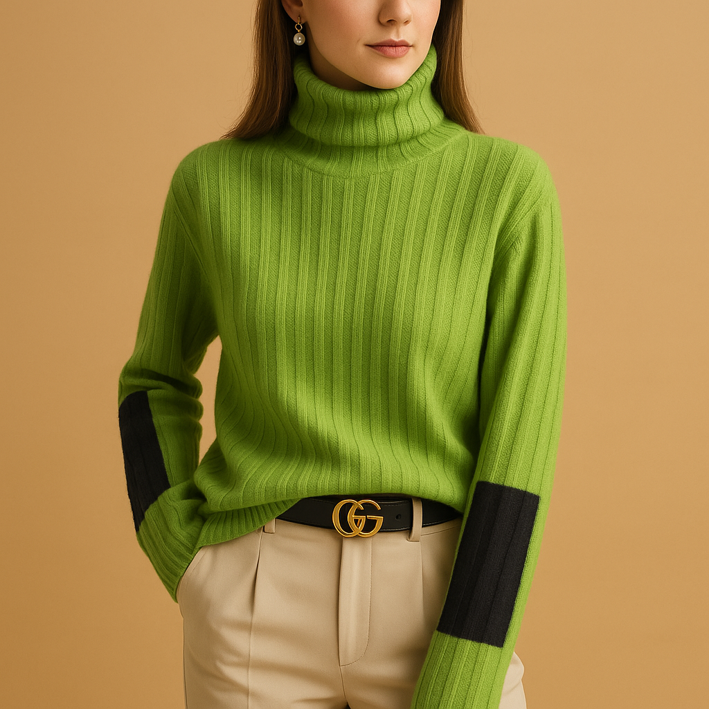 Elegant high neck knit sweater for women | Amelia