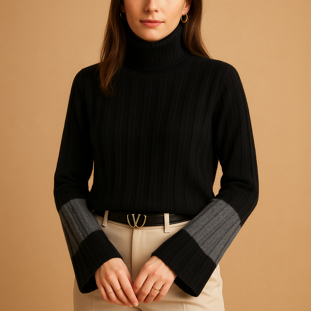 Elegant high neck knit sweater for women | Amelia
