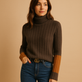 Elegant high neck knit sweater for women | Amelia