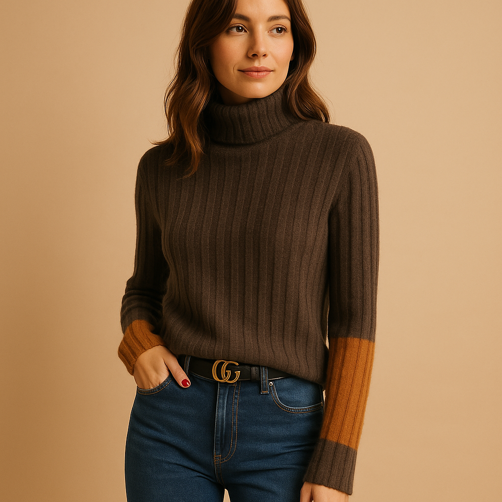 Elegant high neck knit sweater for women | Amelia
