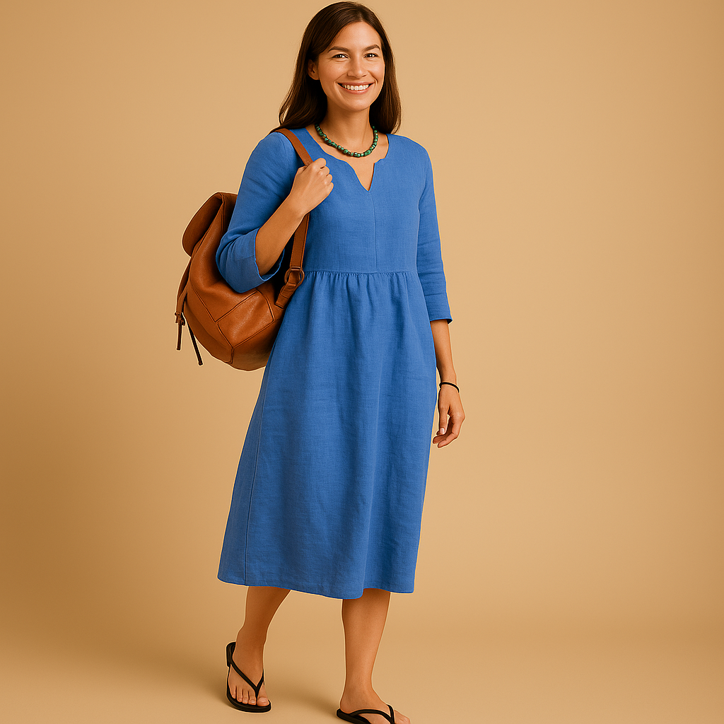 Elegant V-neck midi dress for women | Amelia