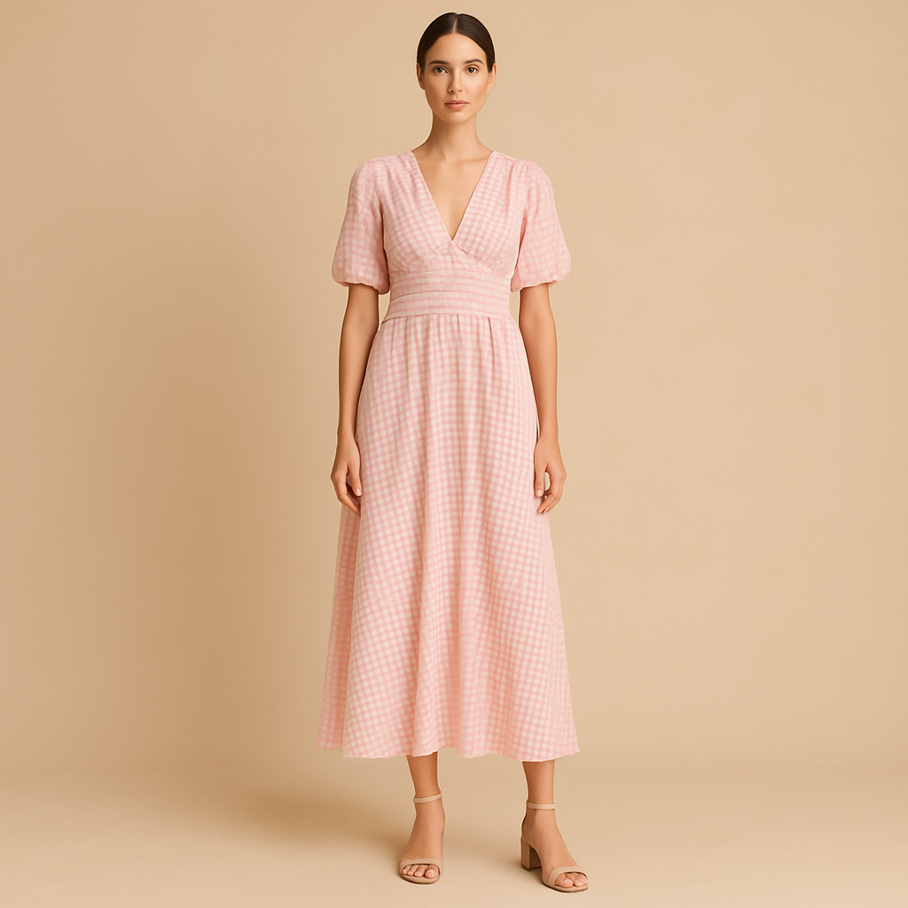 Flowy maxi dress with button front for women | Sophia