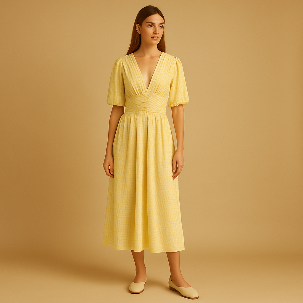 Flowy maxi dress with button front for women | Sophia