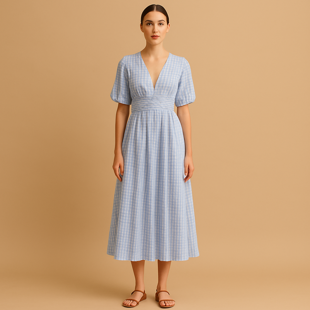 Flowy maxi dress with button front for women | Sophia