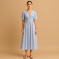 Flowy maxi dress with button front for women | Sophia