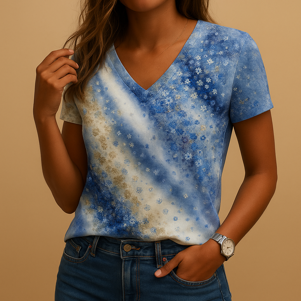 Gradient V-neck summer blouse for women | Layla