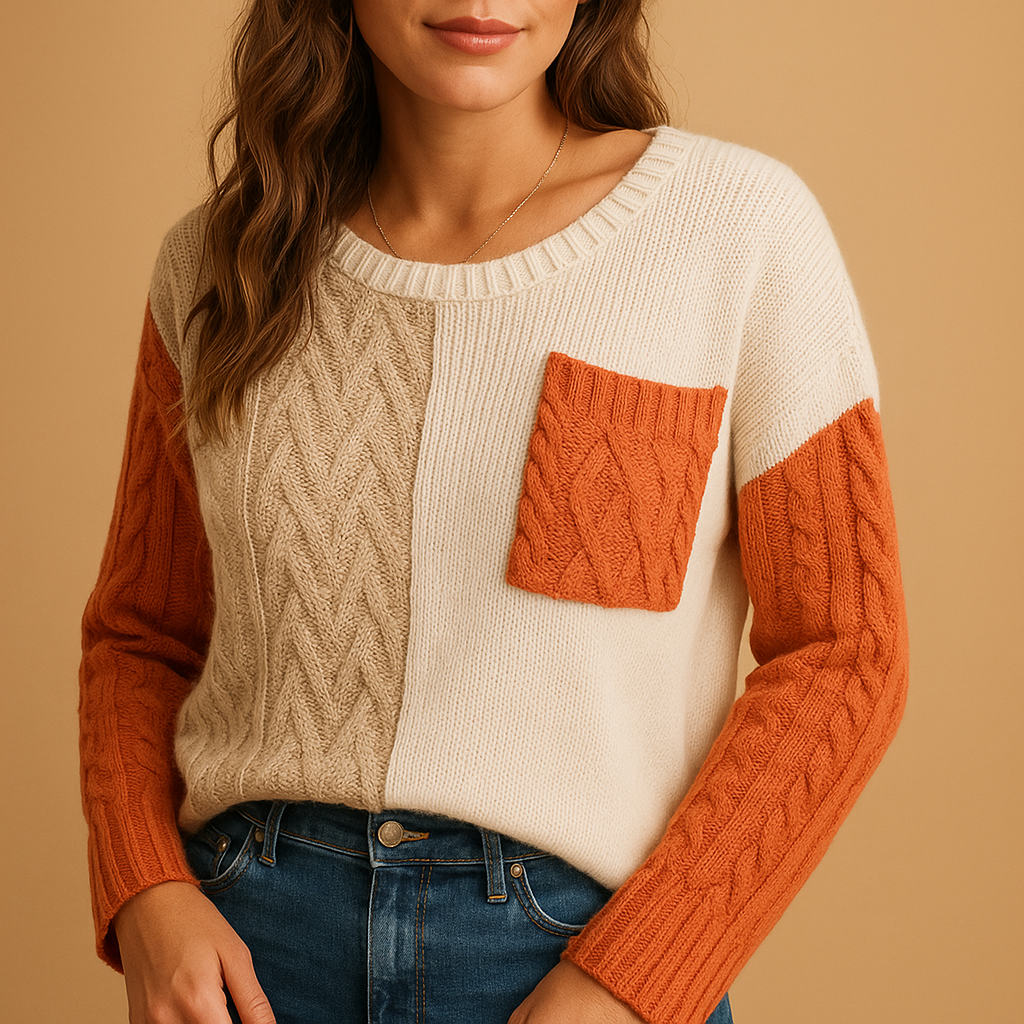 Knit sweater with cable pattern for women | Isabella