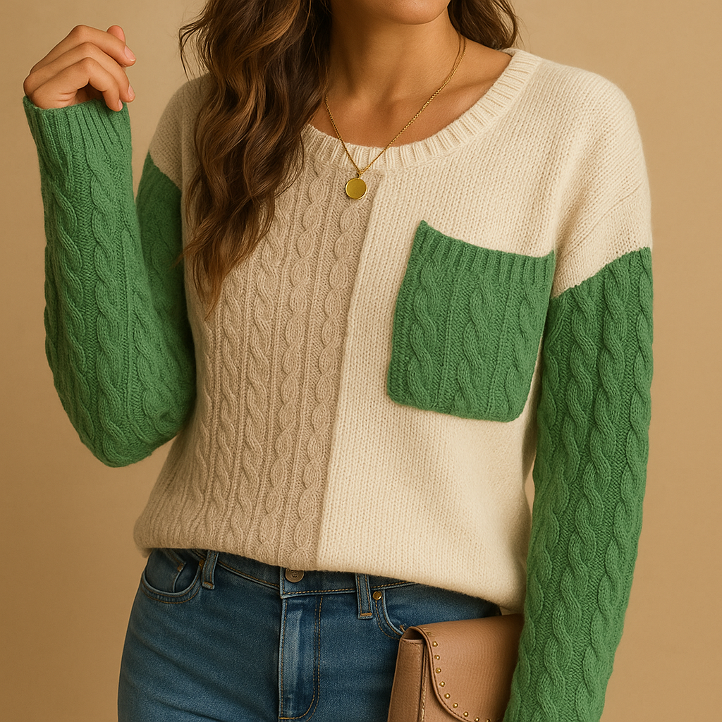 Knit sweater with cable pattern for women | Isabella