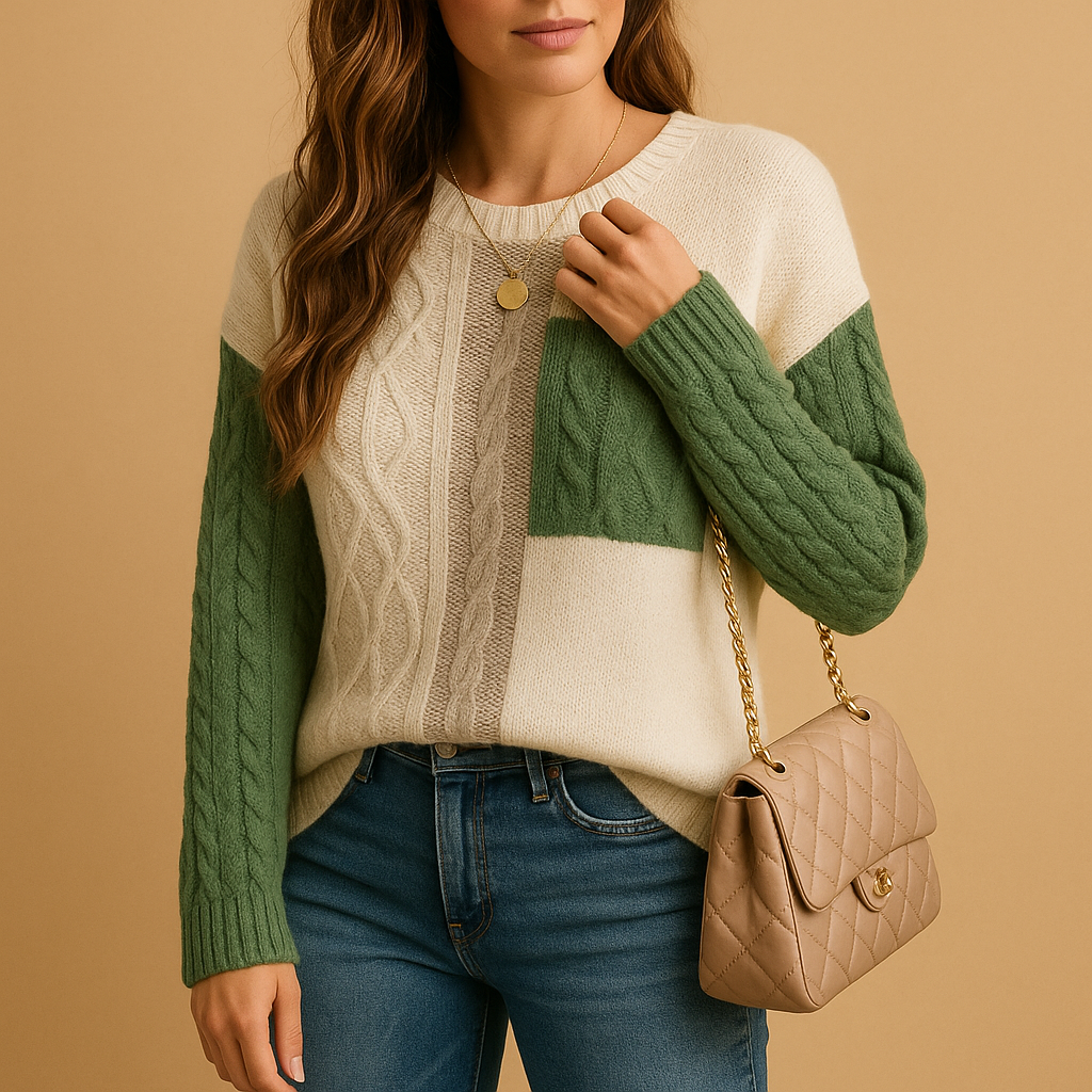 Knit sweater with cable pattern for women | Isabella