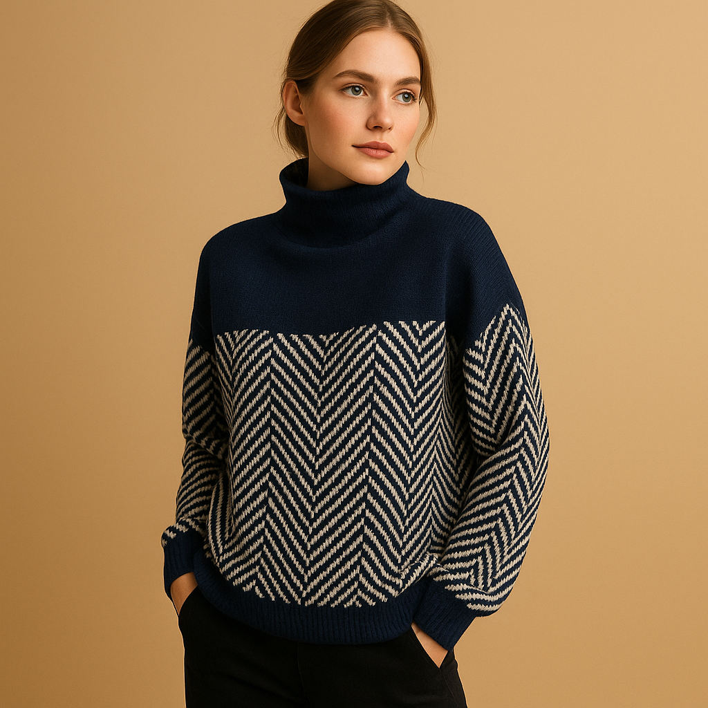Knit sweater with herringbone pattern for women | Amelia
