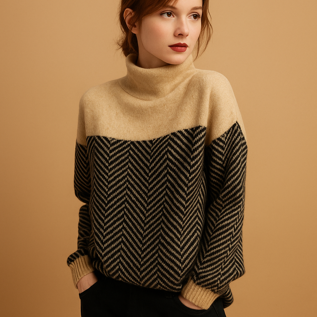 Knit sweater with herringbone pattern for women | Amelia