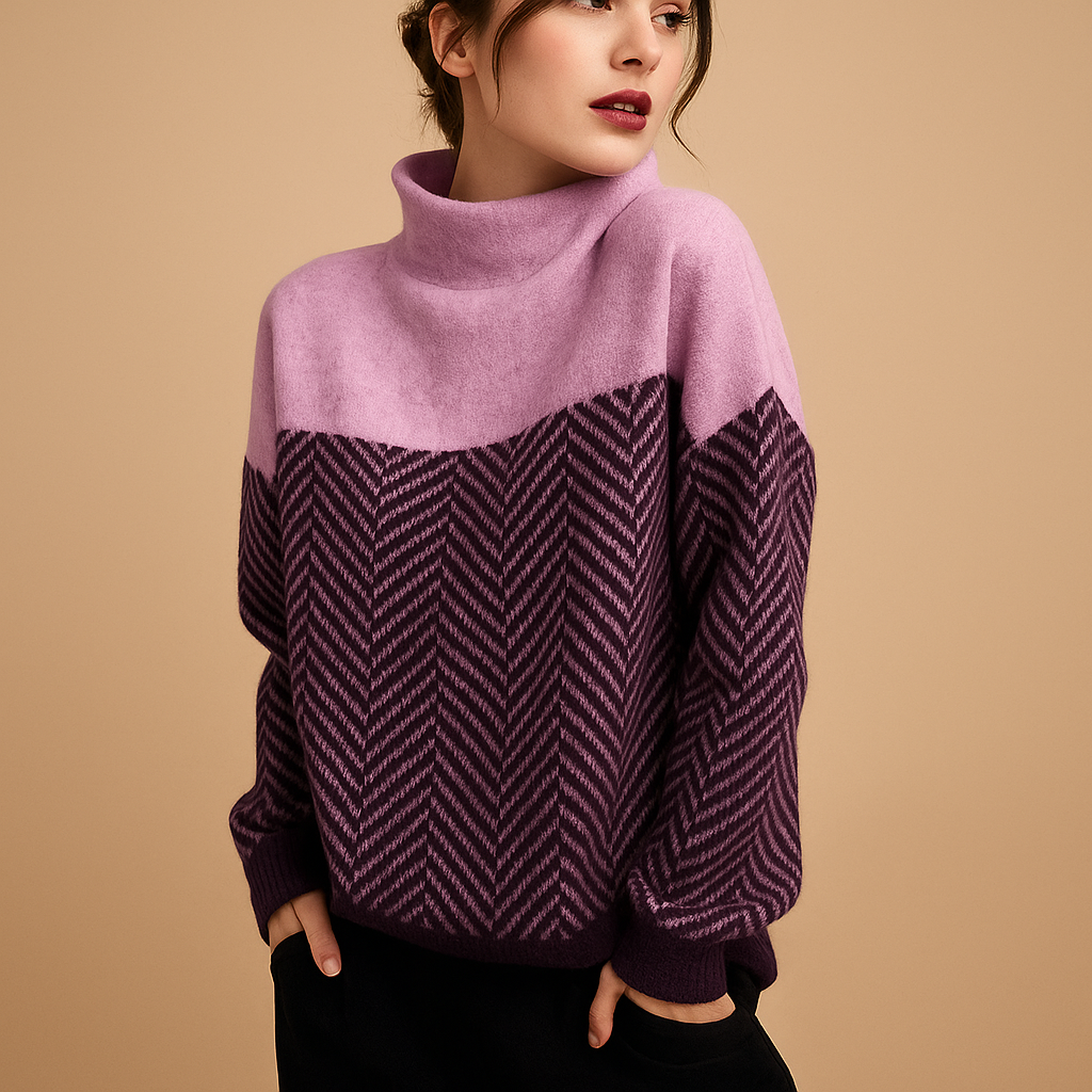 Knit sweater with herringbone pattern for women | Amelia