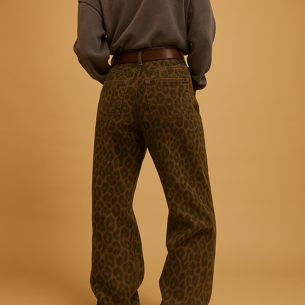 Leopard print slim fit jeans for women | Hazel