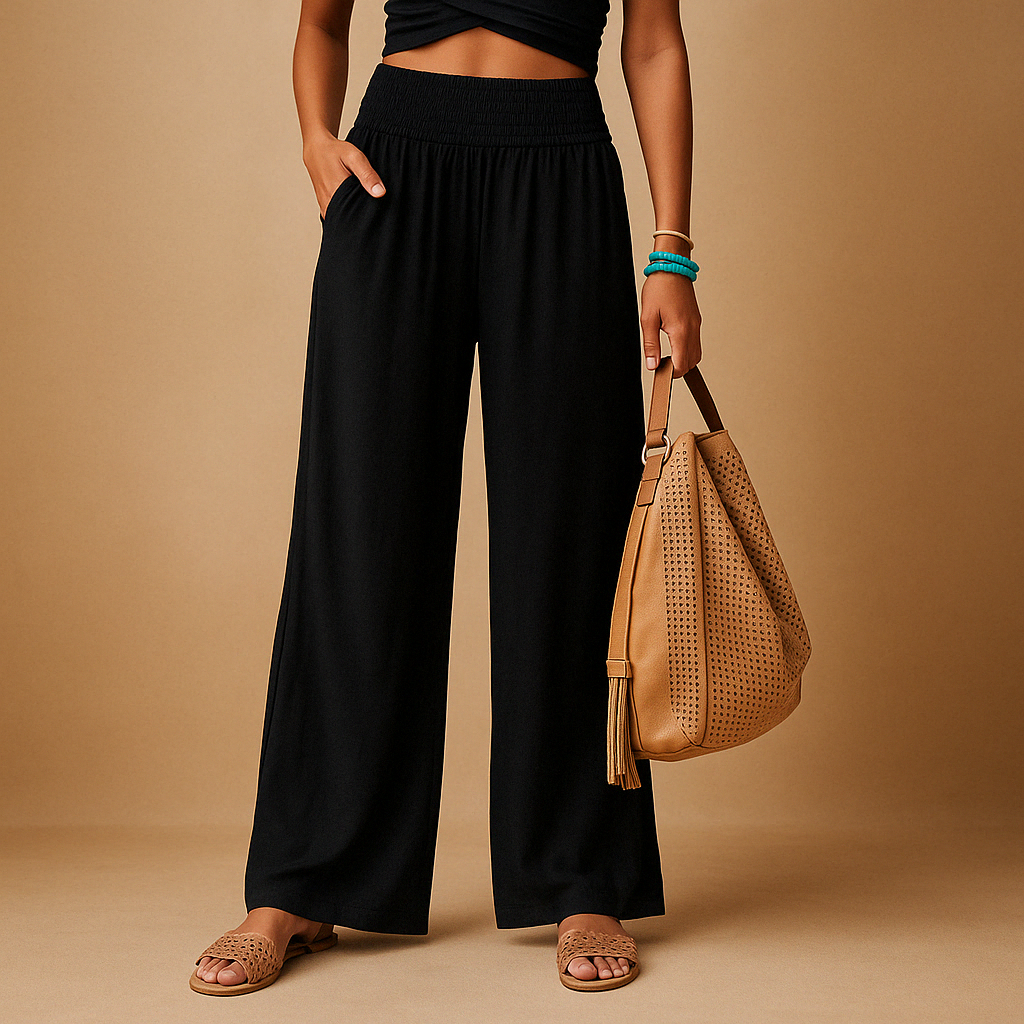Lightweight summer pants with elastic waist for women | Clara