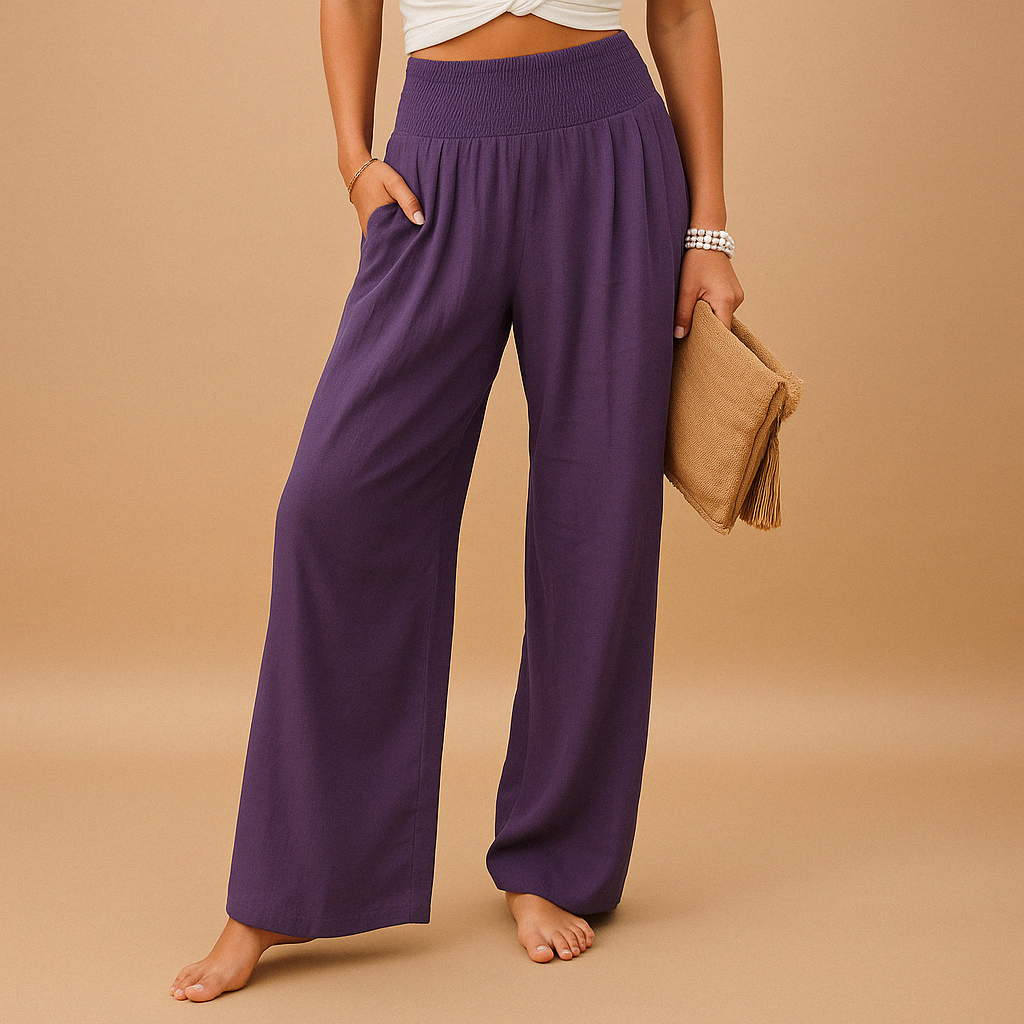 Lightweight summer pants with elastic waist for women | Clara
