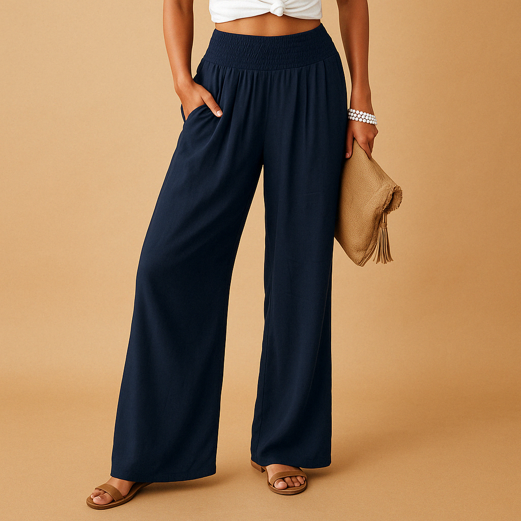 Lightweight summer pants with elastic waist for women | Clara
