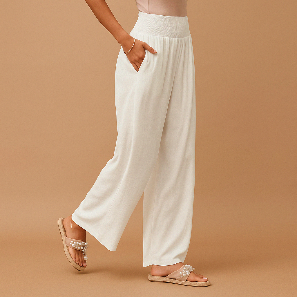 Lightweight summer pants with elastic waist for women | Clara