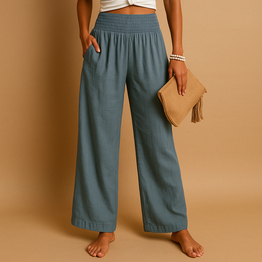 Lightweight summer pants with elastic waist for women | Clara