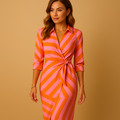 Lightweight wrap dress with collar for women | Clara